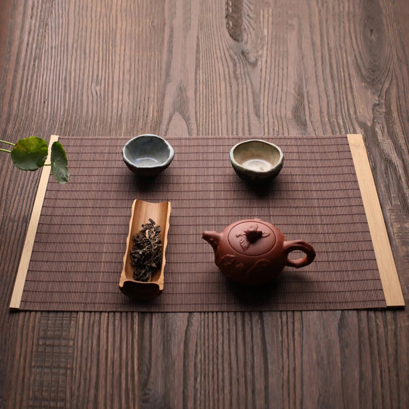 Natural Bamboo Table Runner Placemat Tea Mats Table Placemat Pad Heat Pad Japanese Style Coaster Home Cafe Restaurant Decoration