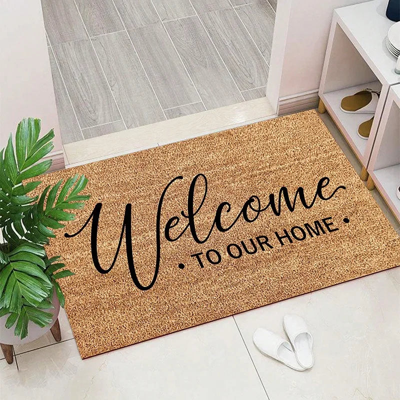 Welcome Inspired Patterned Door Mat Artistic Elegant Print Mat Non Slip Floor Mat For Entryway Doorstep Home Decor