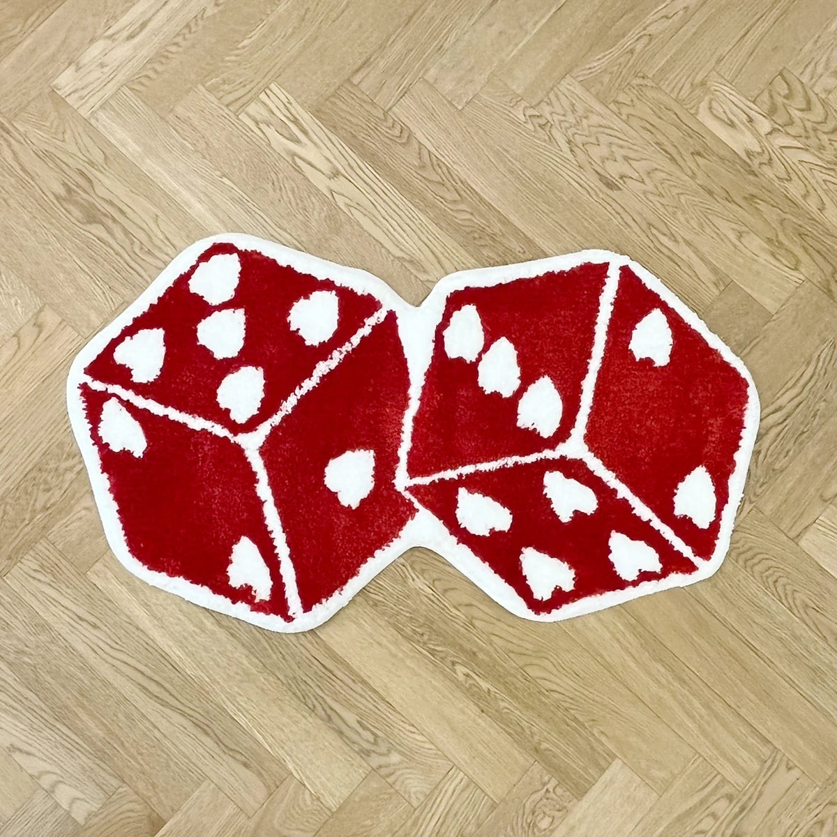 Red Dice Bedroom Tufted Rug Living Room Carpet Washable Cheerful Bedside Mat Soft Floor Pad Doormat Aesthetic Home Room Decor