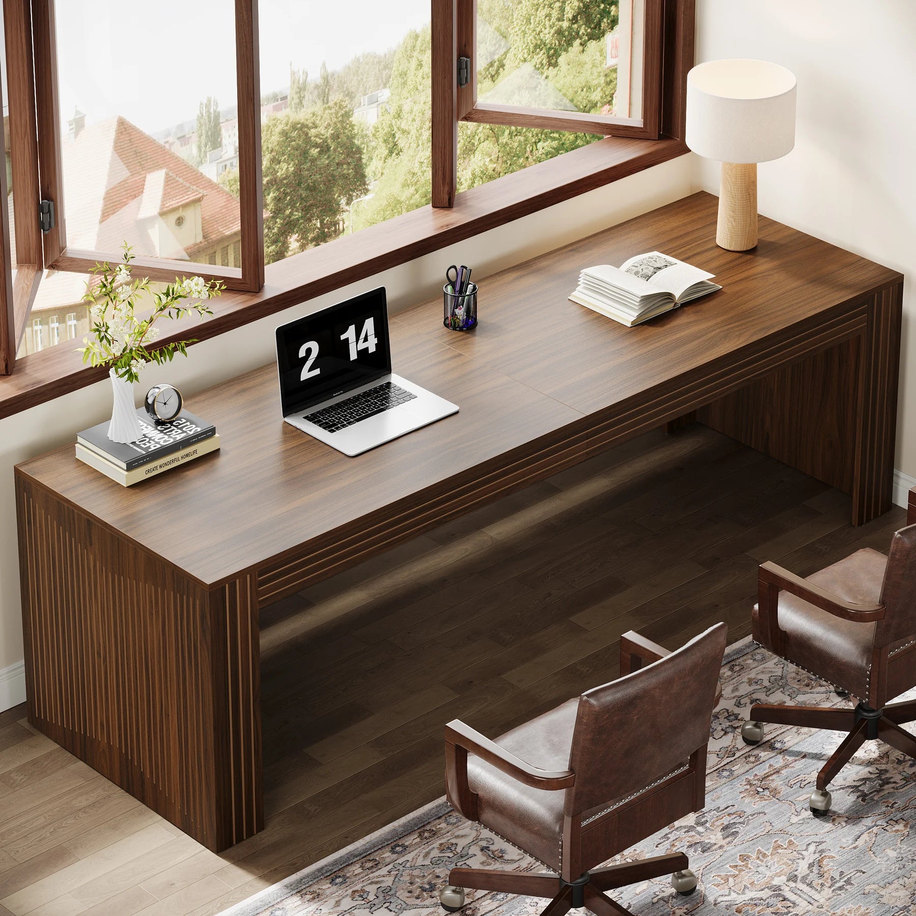 Tribesigns 79-Inch Extra Long Desk, Two Person Double Desk for Home Office, Wooden Long Computer Desk Writing Table for Office