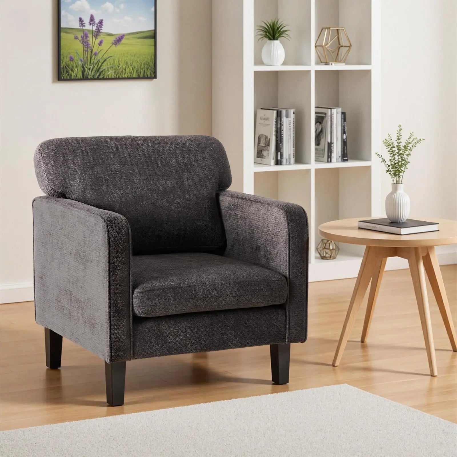 Modern Ergonomic Accent Chair – Lounge Reading Chair with Lumbar Support
