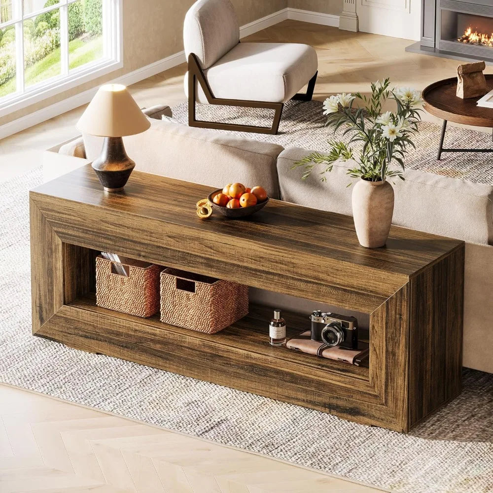 63" Farmhouse Console Table, Narrow Entryway Sofa Table for Behind Couch, Long Sofa Station, Retro Wooden Entryway Accent