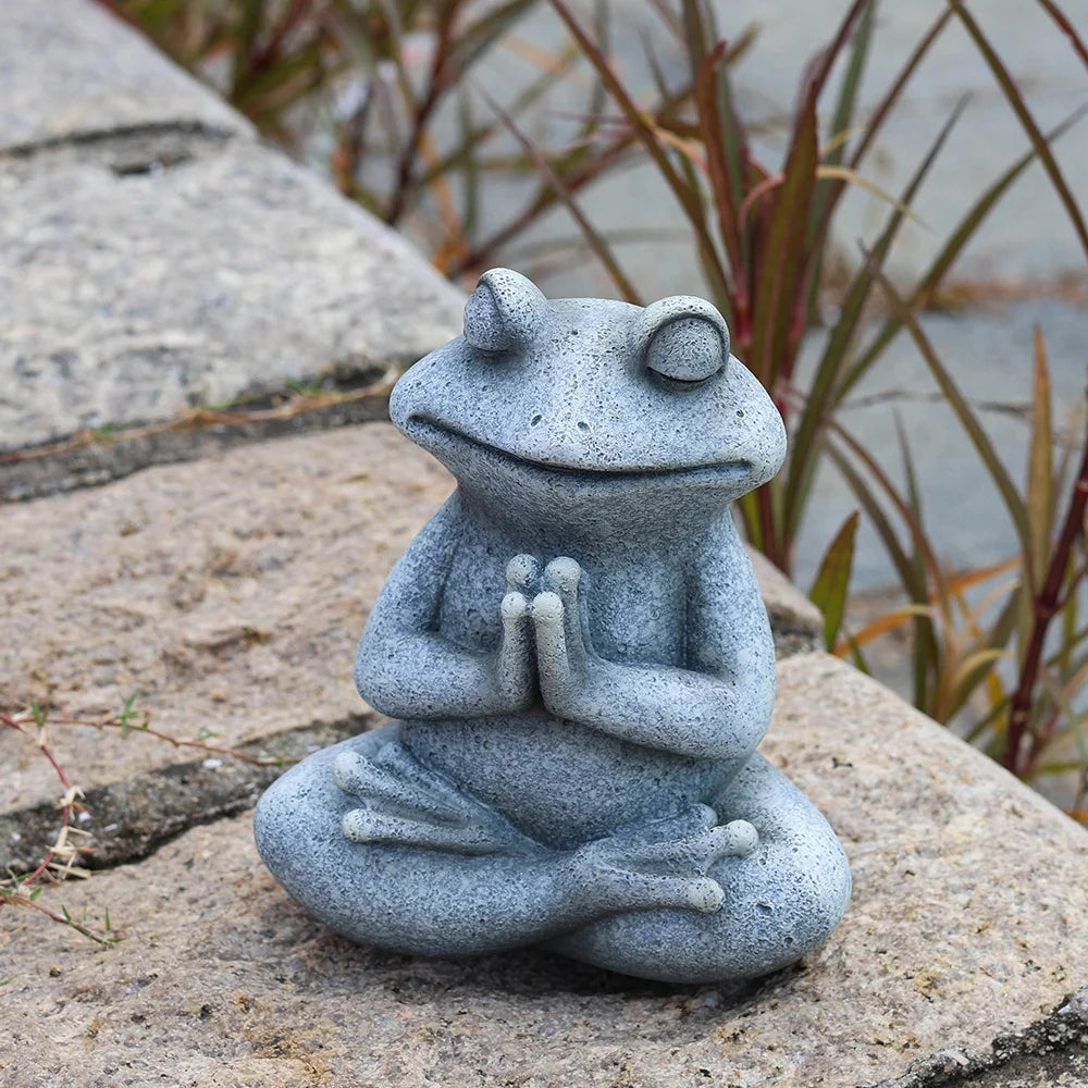 RAKKS Frog Garden Decoration Resin Animal Crafts Meditation Meditation Statues Outdoor Patio Lawn Decoration Pieces
