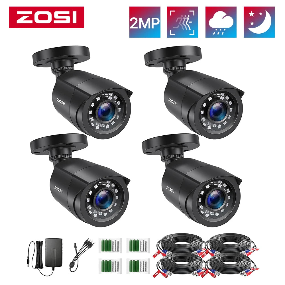 ZOSI 1080P HD Bullet Security Cameras – 4-Pack (Indoor / Outdoor)
