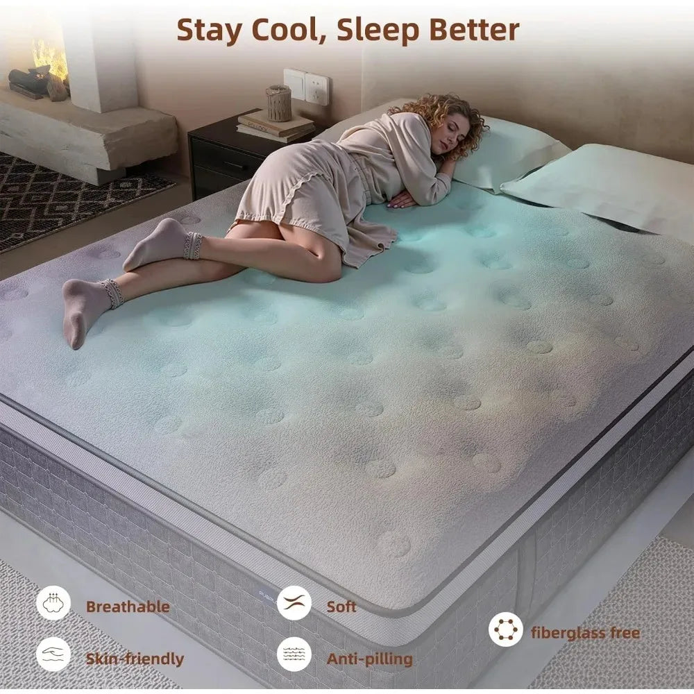 Mattress King Size, Medium Firm 10 Inch Mattresses with Extra Lumbar & Shoulder Support, Hybrid Mattress King with Gel Memory