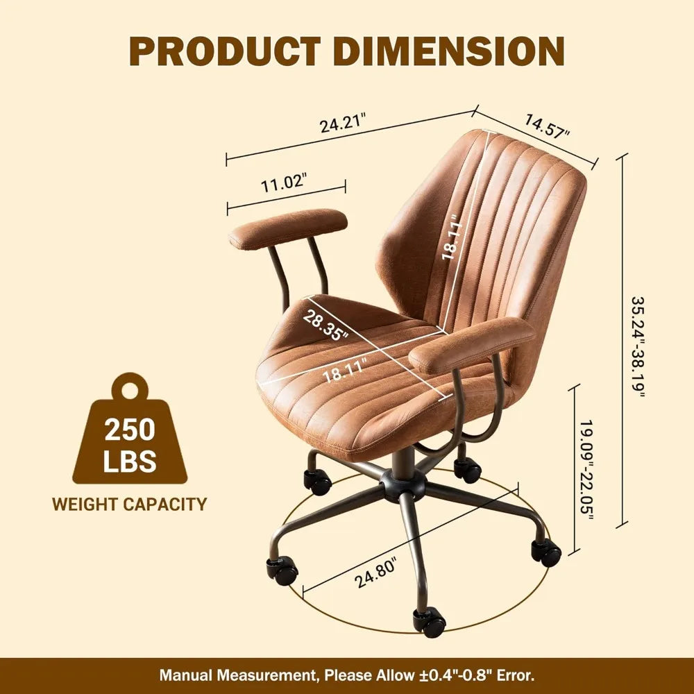 Home Office Chair,Ergonomic Computer Chair with Lumbar Support Adjustable Height,Mid-Century Modern Office Chair with Rolling