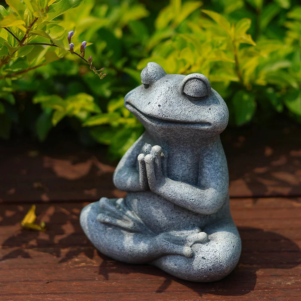 RAKKS Frog Garden Decoration Resin Animal Crafts Meditation Meditation Statues Outdoor Patio Lawn Decoration Pieces