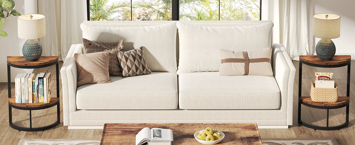 Tribesigns End Table Semi Circle, Small Half Round Side Table with Storage Shelf, Accent Table Slim C Table for Sofa Couch