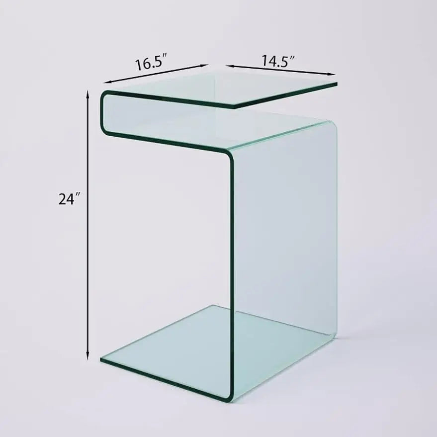 Glass Nightstand,Side Table,S-Shaped End Table for Living Room,Bedside Table for Bedroom