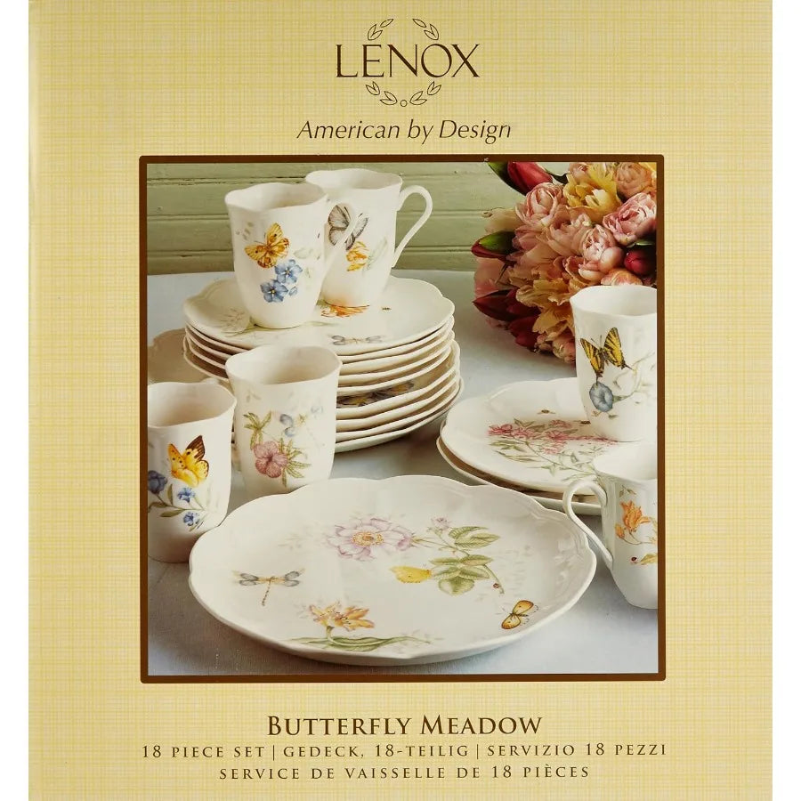 Butterfly Meadow 18-Piece Dinnerware Set White