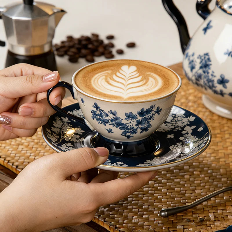 Ceramic Coffee Cup Set with Saucers  Tea  Breakfast Mug Gift Box