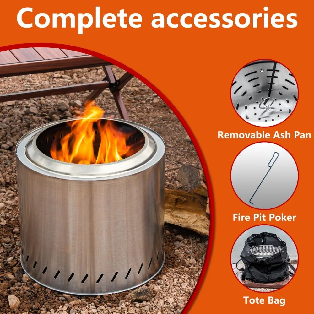 Wood Burning Outdoor Fire Pit for Camping, Bonfires, and Low Smoke Experience