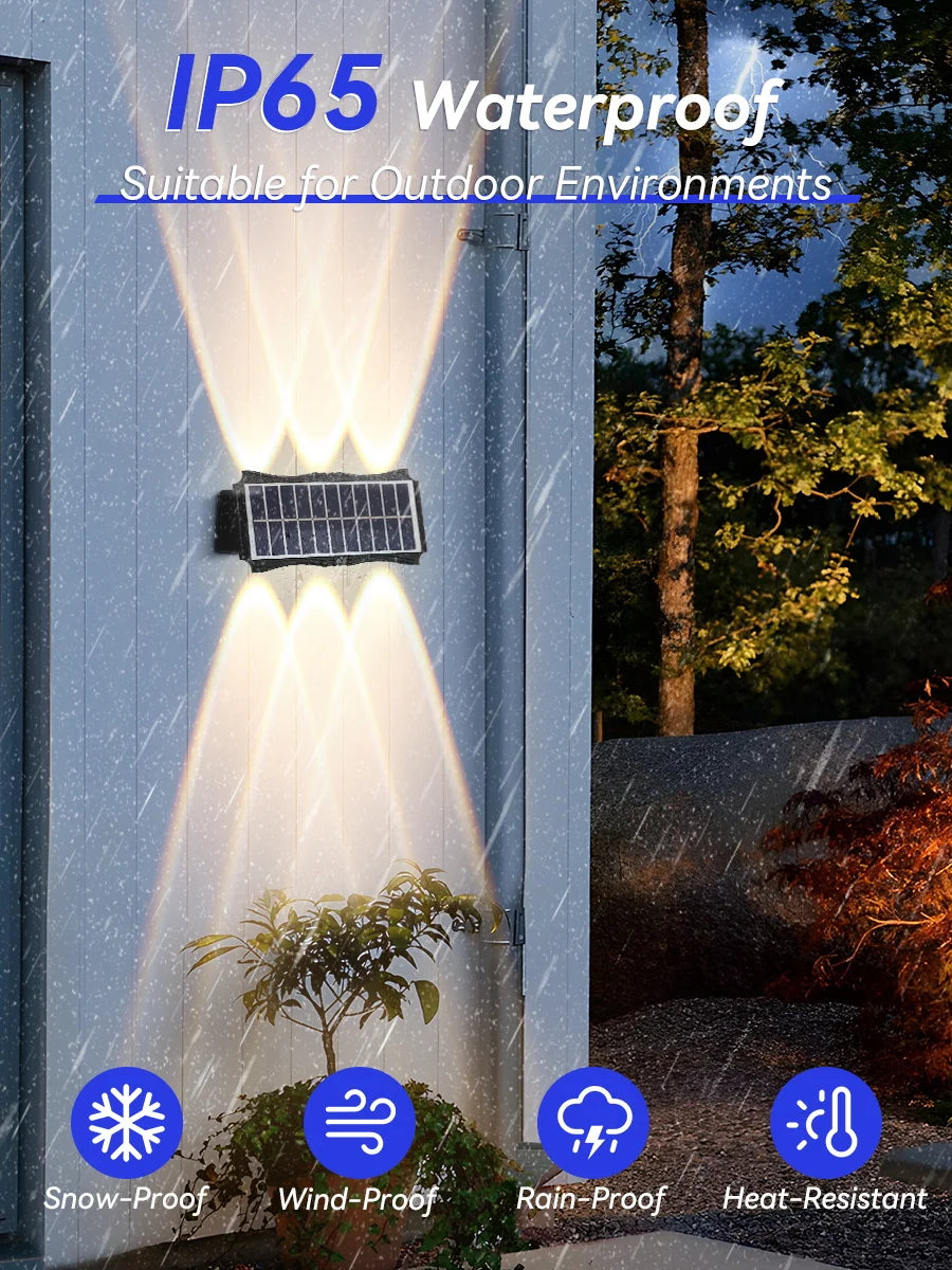 Solar Wall Lamp Outdoor Warm Light Waterproof Up And Down Luminous Lighting Balcony Yard Garden Decoration Lights Exterior Wall