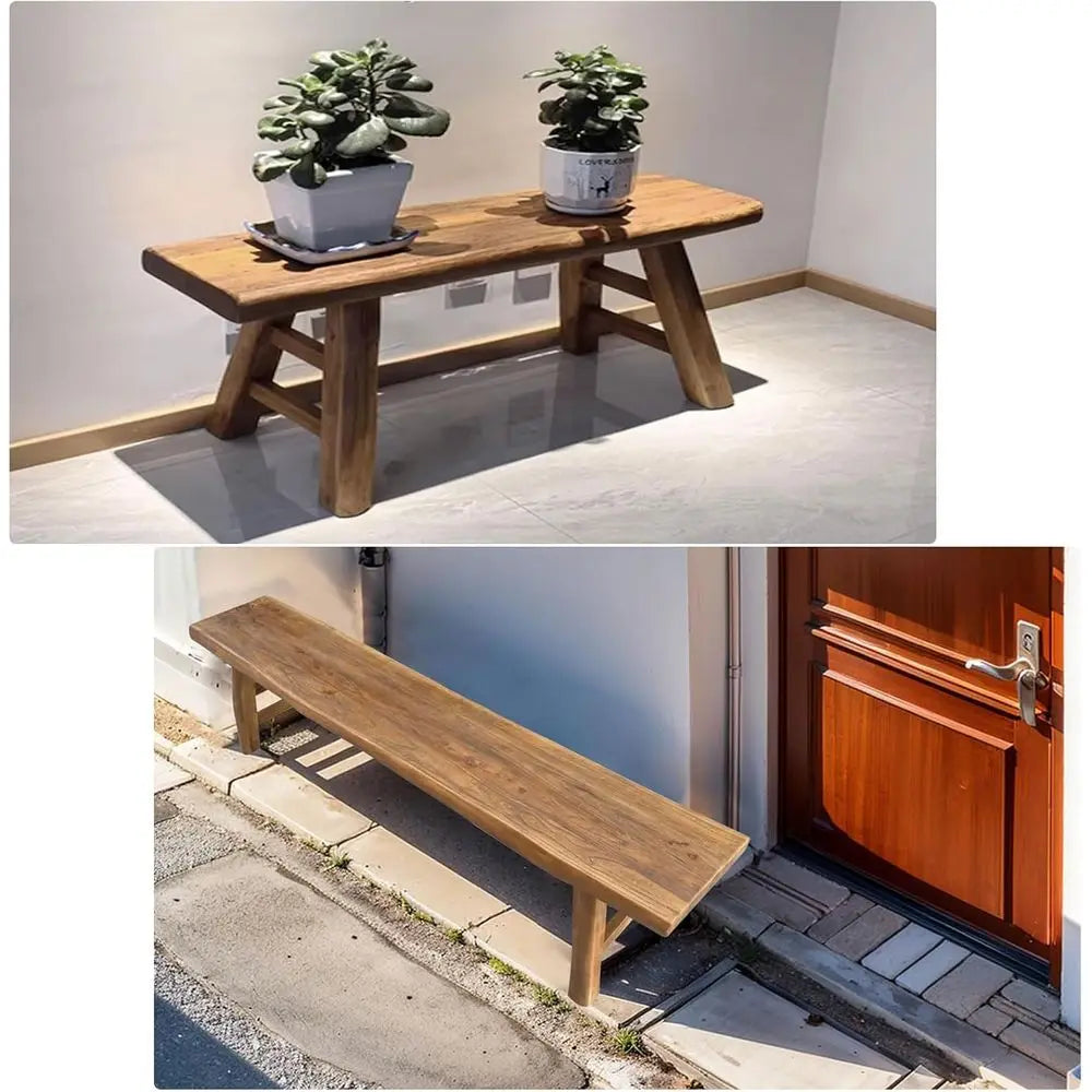 Vintage Wooden Narrow Bench – 62.9″ Rustic Shoe Storage Bench