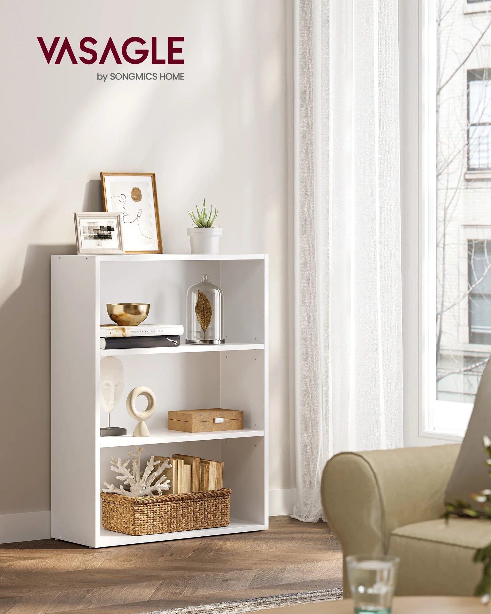 3-Tier Open Bookshelf – Compact Storage Shelf for Living Room