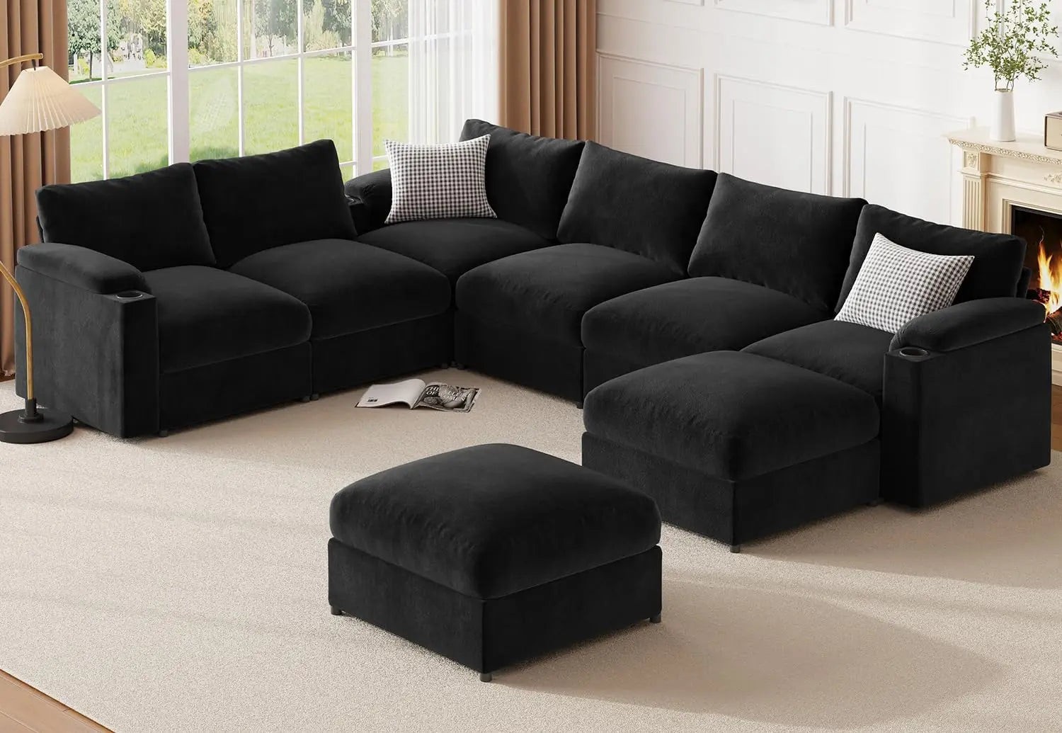 Modular Sectional Sofa Couch for Living Room, Velvet Couches, Oversized U Shaped, Convertible Sleeper, Sofa Chaise, Detachable