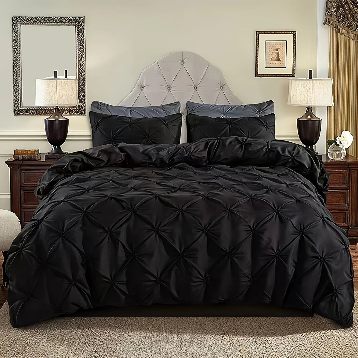 2/3 pieces of fashionable, simple and versatile solid color jacquard patterned quilt cover three-piece set, suitable for bedroom