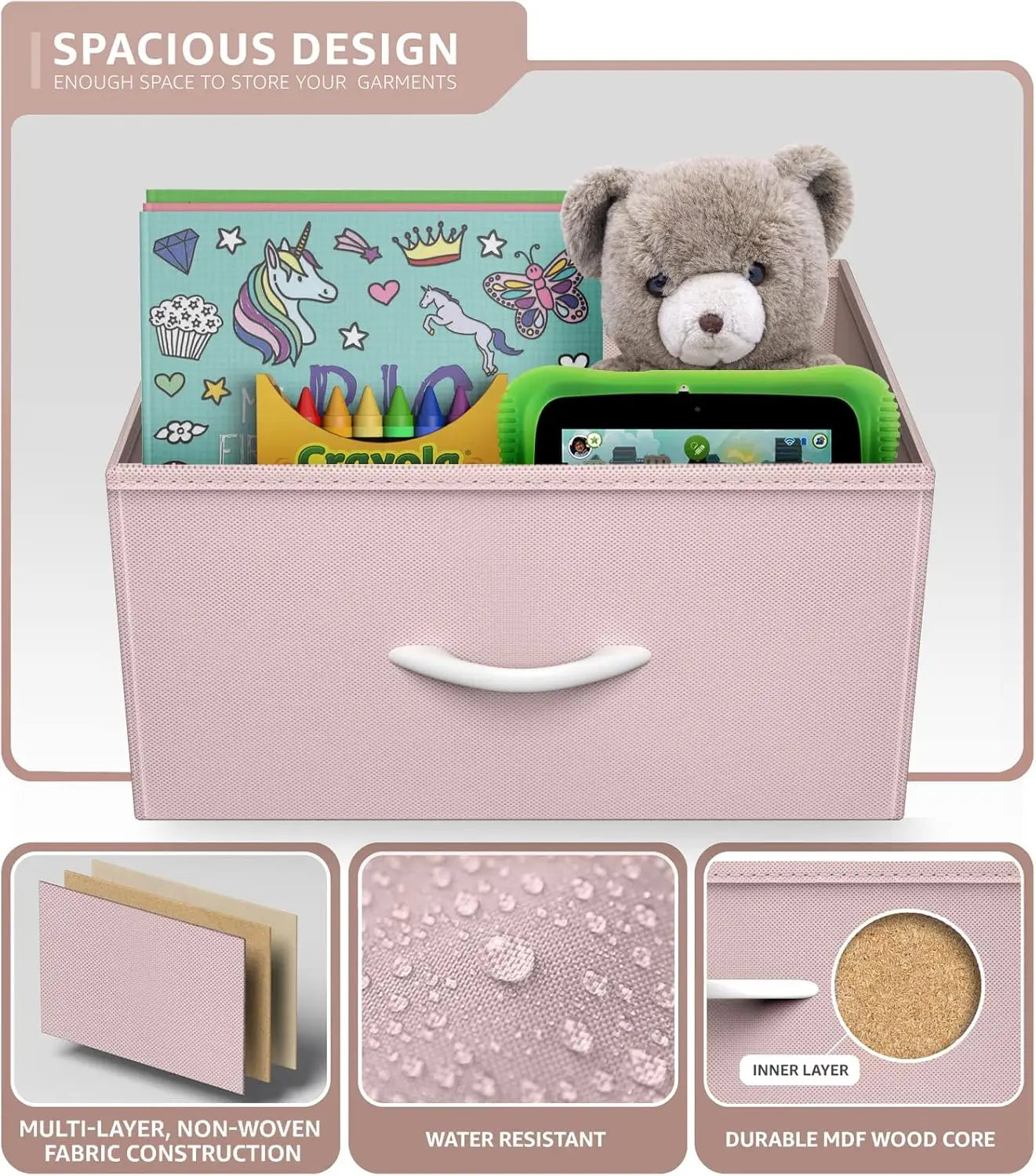 Sorbus Nightstand with 2 Drawers - Kids Bedside Furniture End Table Night Stand - Steel Frame, Wood Top & Easy Pull Fabric Bins