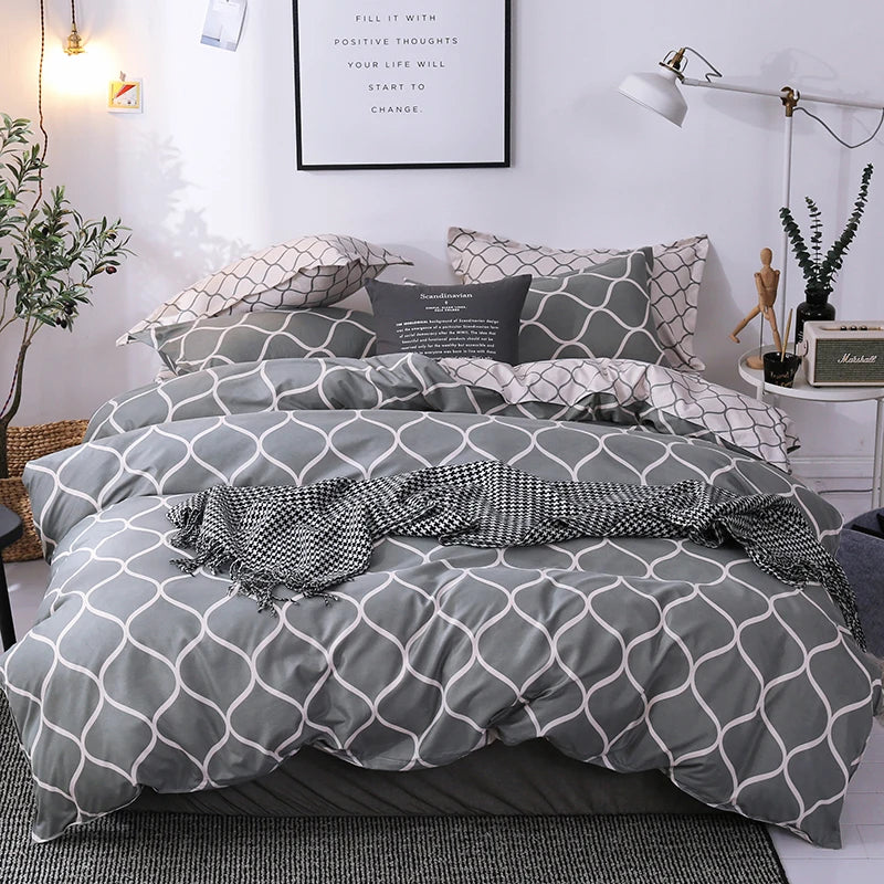 Geometric Duvet Cover Set Reversible Comforter Cover Modern Soft Elegant Gray And White Abstract Geometric Bedding Set Twin King