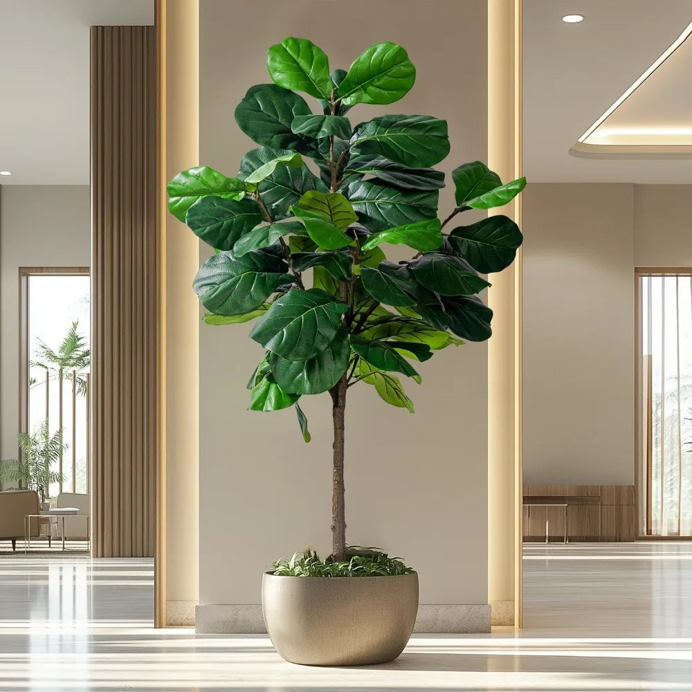 6-Foot Tall Artificial Fiddle Leaf Ficus Lyrata Tree with Pot for Home Living Decor