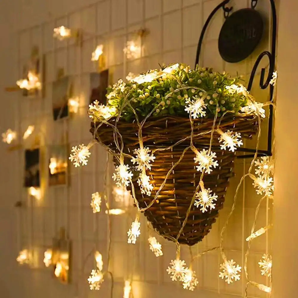 Snowflake LED String Fairy Light Garland Home Christmas Lights Wedding Decor Christmas Decor for Home Navidad Party Decoration