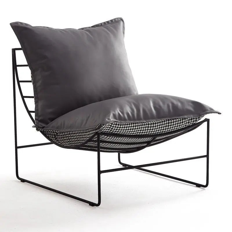 Mid-Century Modern PU Leather Accent Chair – Ergonomic Metal Frame Lounge Chair