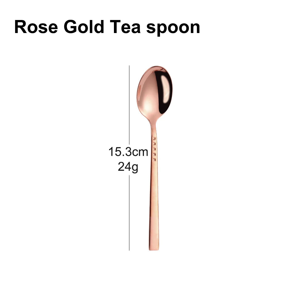 3/4/6/12Pcs Sliver Coffee Spoon Set Stainless Steel 304 Stirring Teaspoons Cake Dessert Spoon For Home Party Gold Tableware