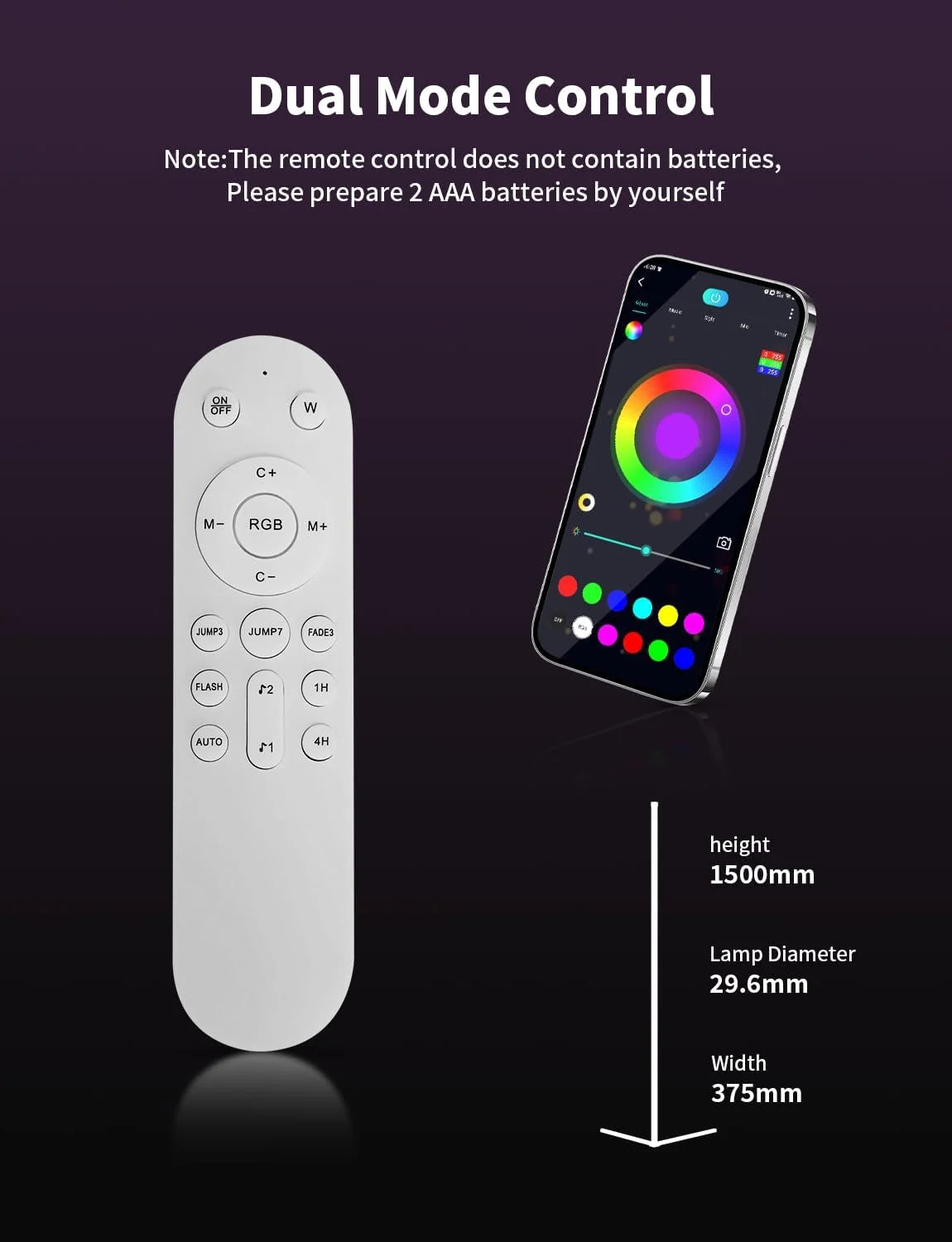 Smart LED Floor Lamp RGB Remote & APP Control Music Sync Corner Lighting Timer Mood Standing Lamp for Living Room Gaming