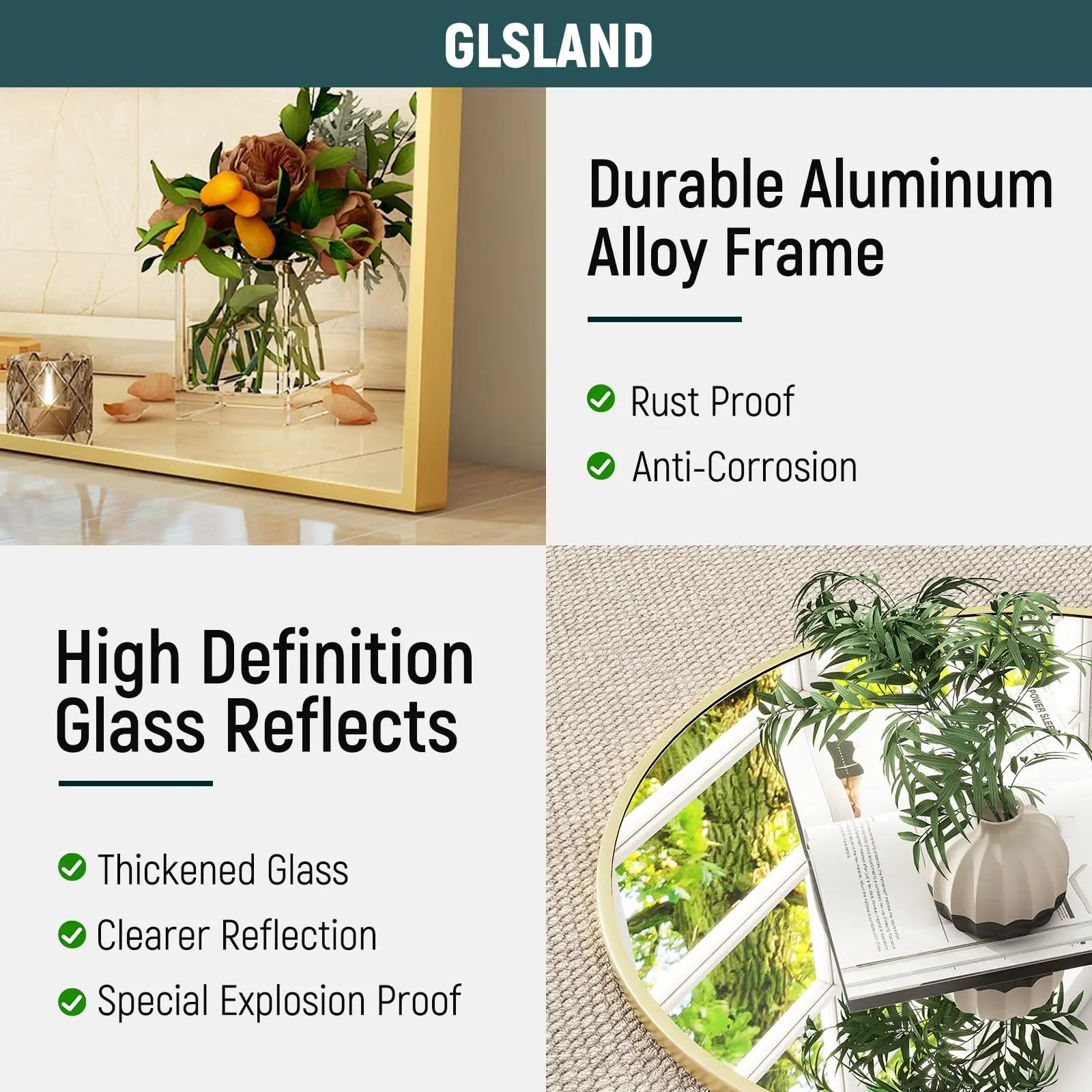 20x30 inch Arch Bathroom Mirror - Arched Bathroom Mirror/Wall Mounted Vanity Mirror - Arch Metal Frame Wall Mirror