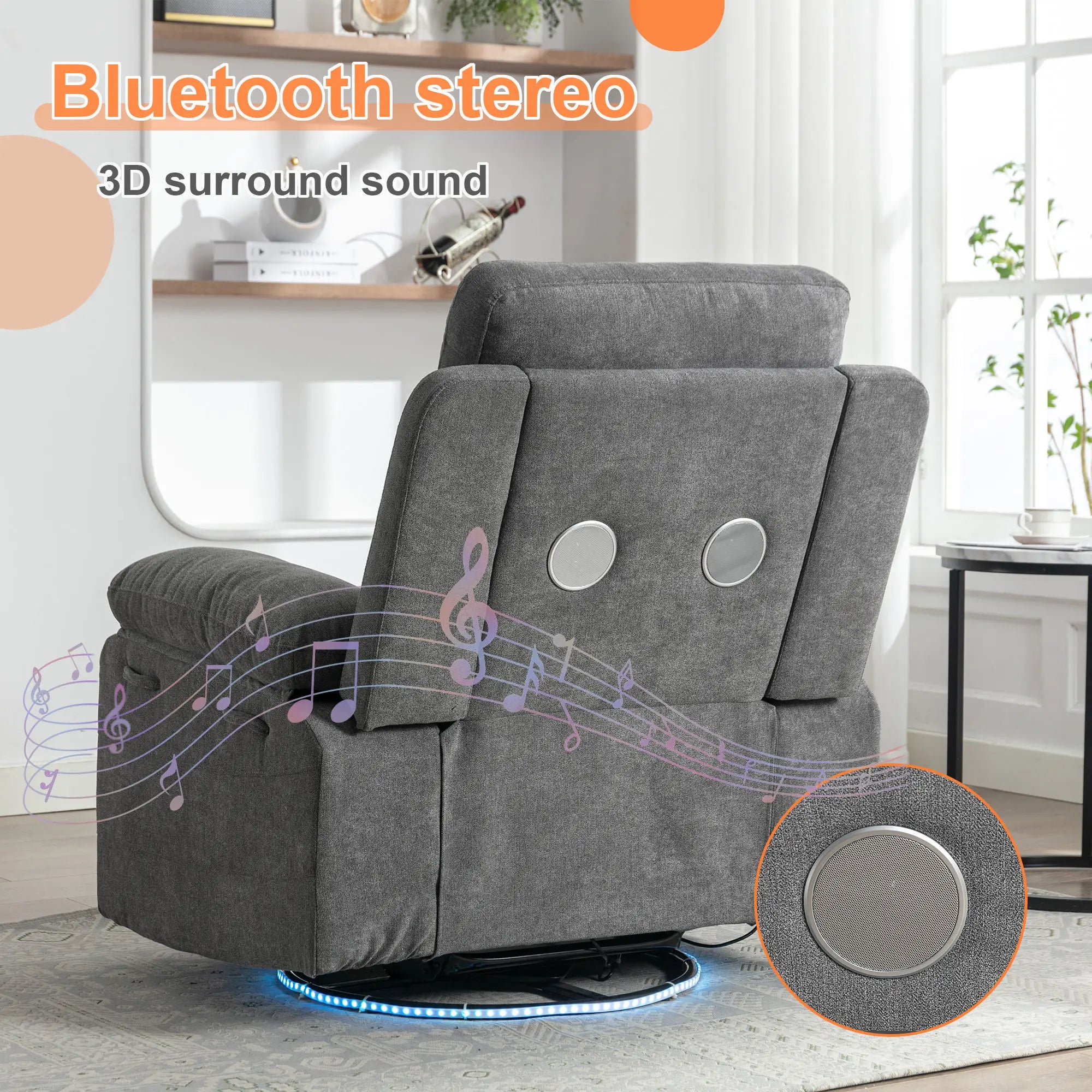 Hot Selling American Style Modern Electric Recliner Sofa Wood Frame Leisure Chair with Charging Port Extendable Set