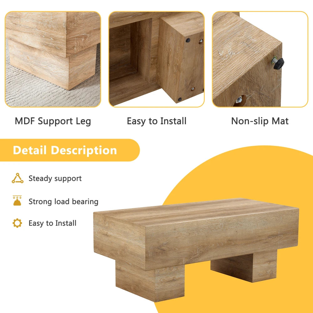 Modern Light Wood Coffee Table – Simple Rectangular Tea & Sofa Table