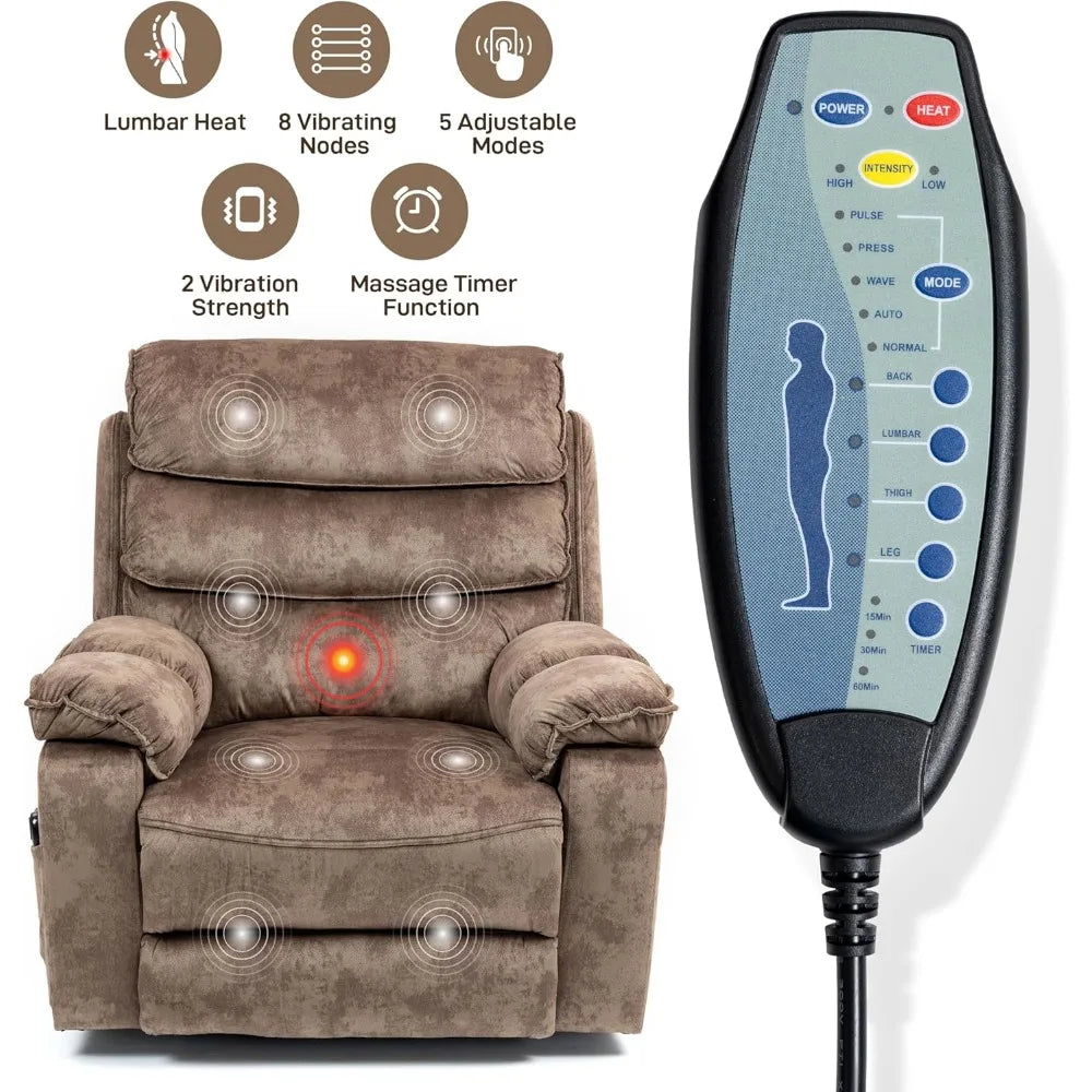 27in Extra Wide Power Lift Recliner Chair for Big Tall with Extended Footrest Heat Massage, Oversized Electric Lift Recliner Cha