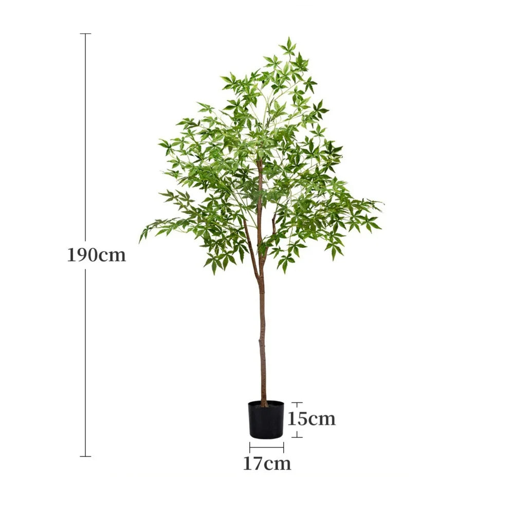 Artificial Maple Tree Red Maple Fake Tree Large Indoor Potted Plant Home Living Room Window Display Decoration Floor Greenery