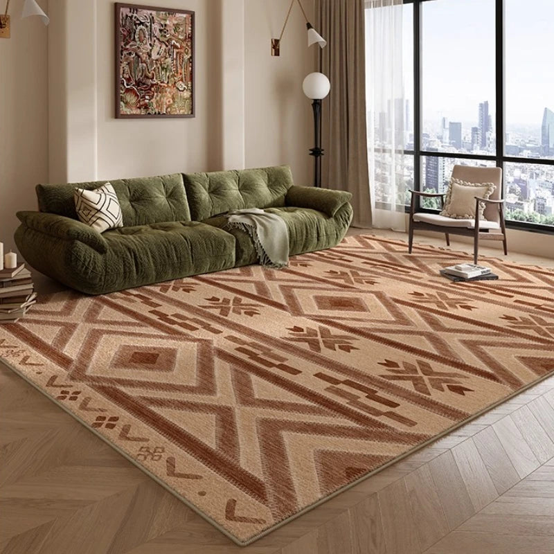 Retro Style Lounge Floor Mat Fluffy Soft Bedroom Decor Washable Carpet Light Luxury Carpets for Living Room Home Thick Plush Rug