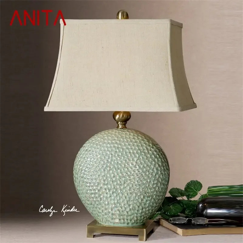 ANITA Nordic Ceramic Table Lamp Design Modern LED Simple Creative Light Luxury Desk Lighting for Home Living Bedroom Bedside