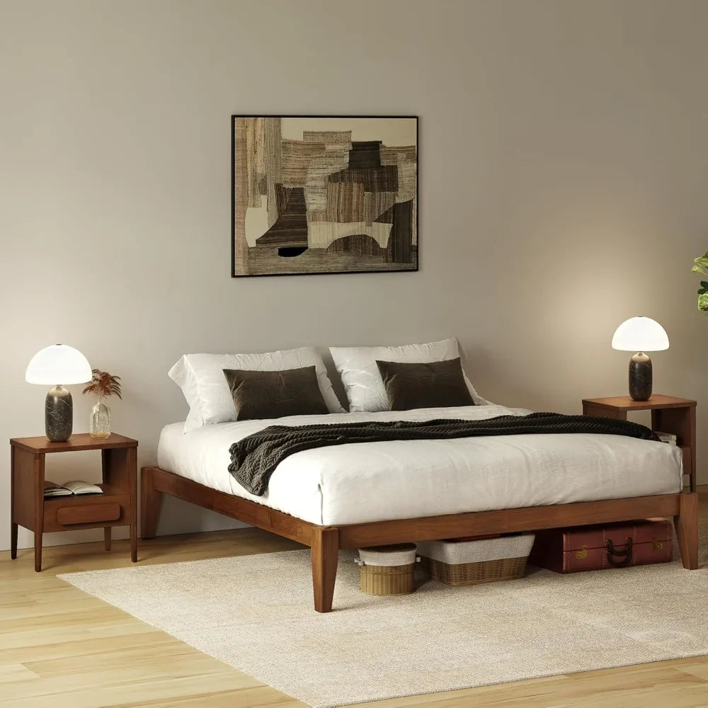 King Size Solid Wood Platform Bed Frame – Japanese Joinery Design