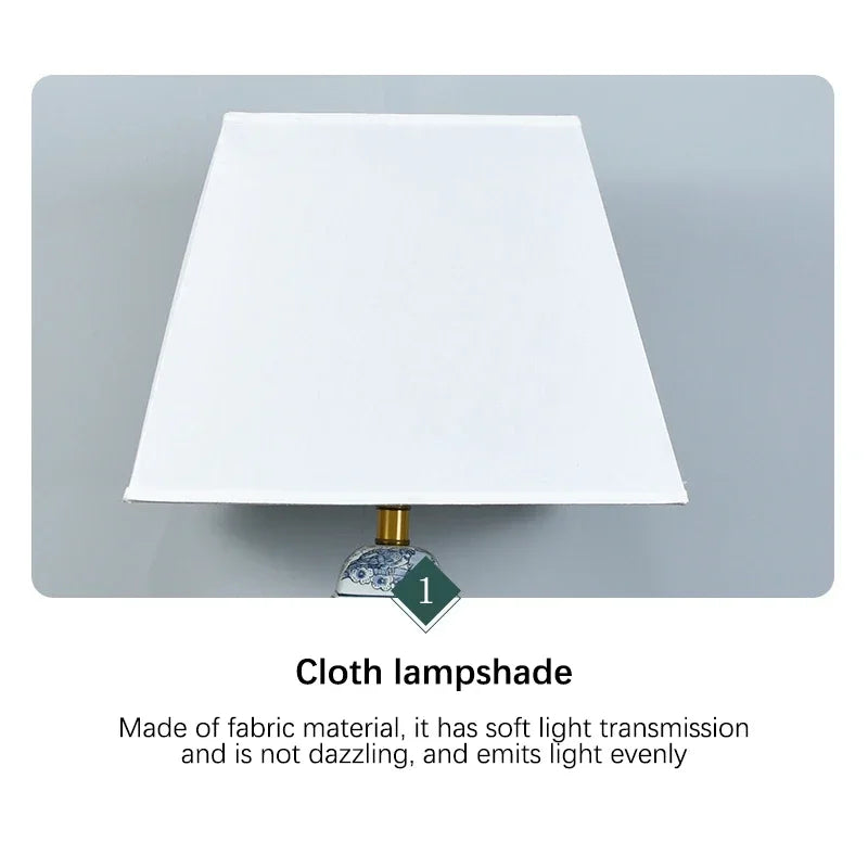 ELARA Contemporary Blue CeramicTable Lamp Luxury Creativity Living Room Bedroom Study Hotel engineering Desk Light