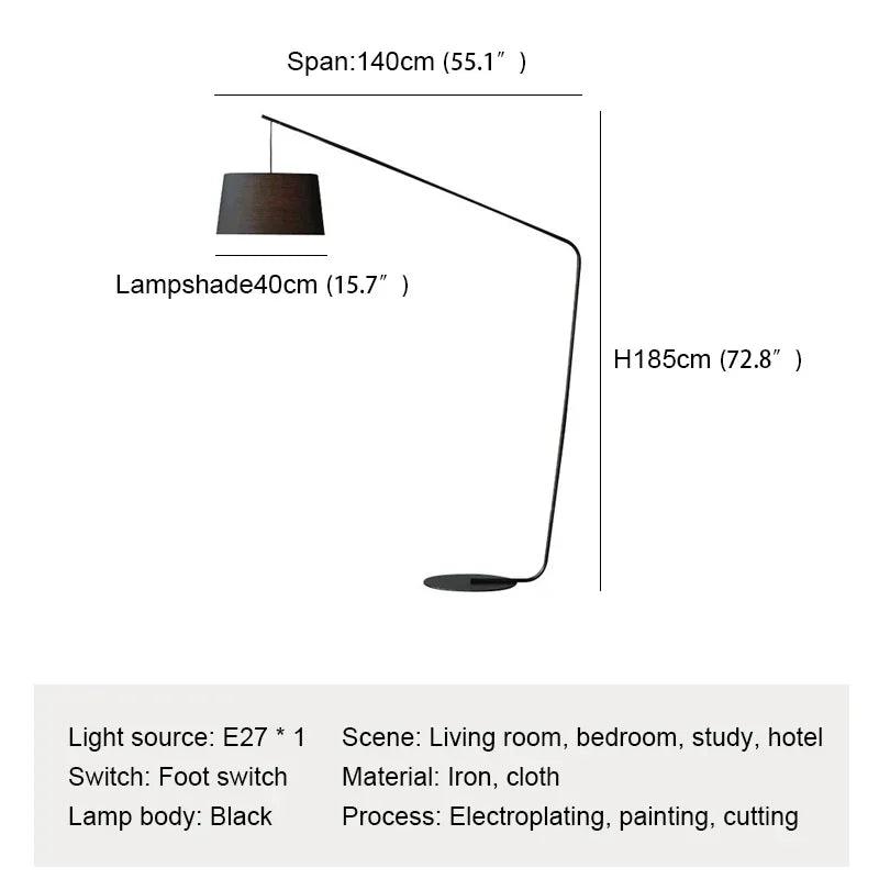 SOFEINA Nordic Black Fishing Floor Lamp Modern Family Living Room Beside The Sofa Creative LED Decorative Standing Light