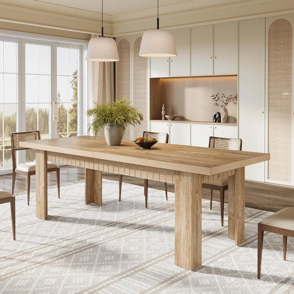 79" Dining Table for 6-8 People, Farmhouse Extra Long Kitchen Table, Rectangular Wooden Dinner Table for Kitchen, Dining Room