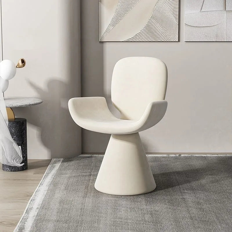 Nordic Solid Wood Swivel Accent Chair – Portable Armchair with Backrest