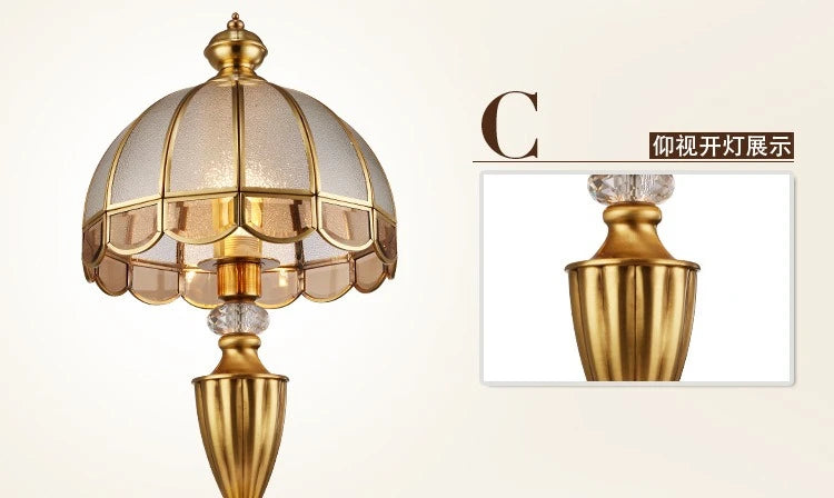 European Modern Brass Luxury Gold Glass Table Lamp LED for Living Room Study Bedroom Retro Decorative Bedside Lamp Decor Home