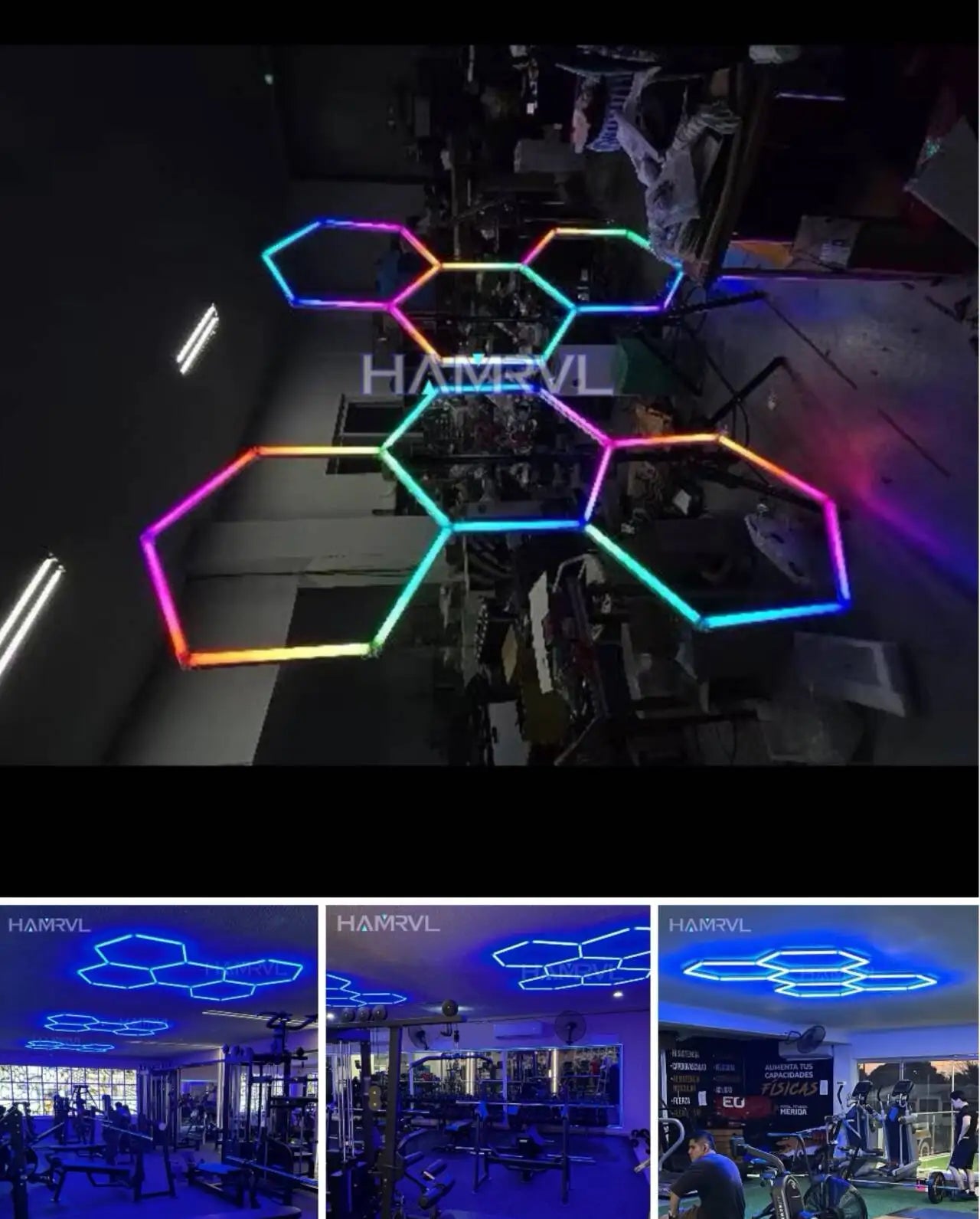 RGB Hexagon LED Garage Light - Hexagon panel light with multi changing music synchronization suitable for gym gaming room party