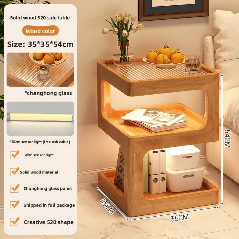 All solid wood bedside table Modern simple bedside table A few light luxury high-end home bedroom bedside storage table