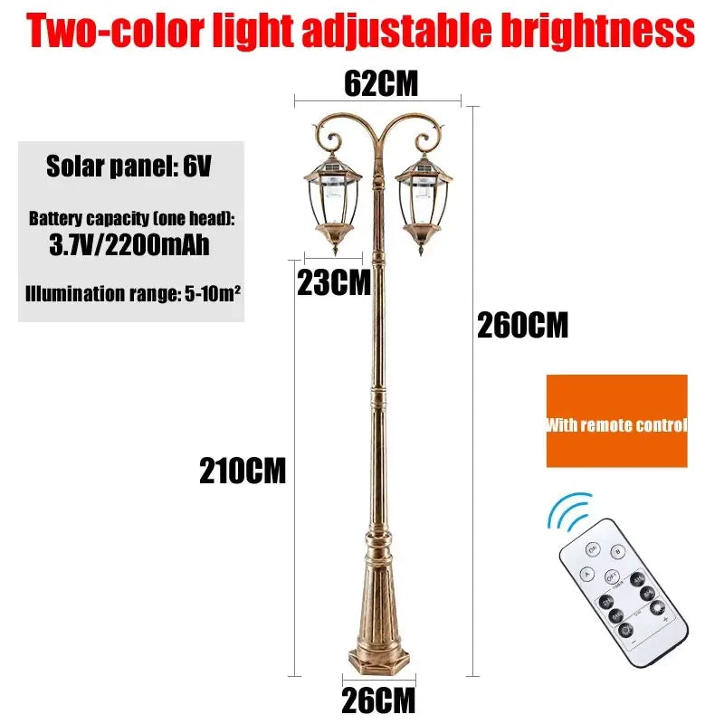 Led Outdoor European Style Courtyard Garden, Villa Aluminum Solar Street Light ≈260CM