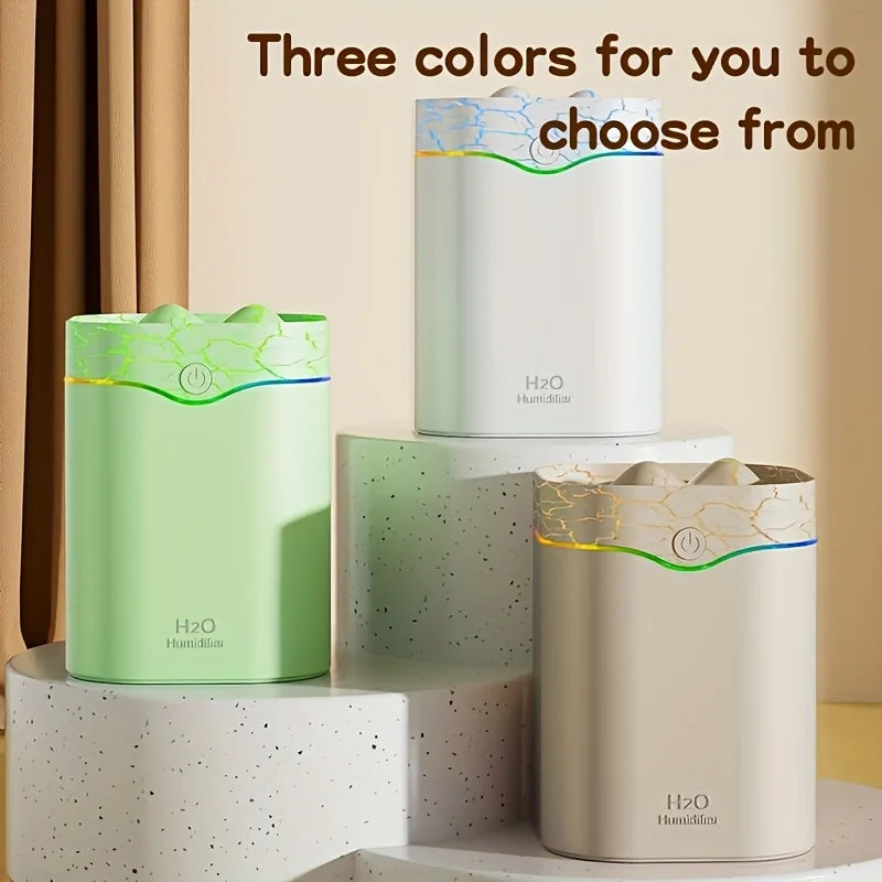 3 nozzles 2L large capacity humidifier cracked flame mountain USB powered mist volume adjustment, home bedroom