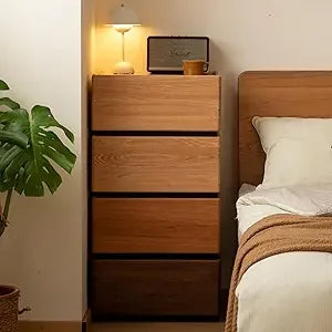 Mid Century Modern Walnut Nightstand with Drawer, Compact Wooden Side Table for Bedroom