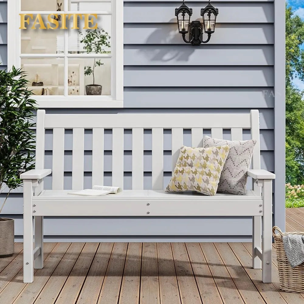Garden Benches, All-weather Outdoor Benches for 2-3 People, Benches in The Park, Porch, Terrace, and Backyard (white)