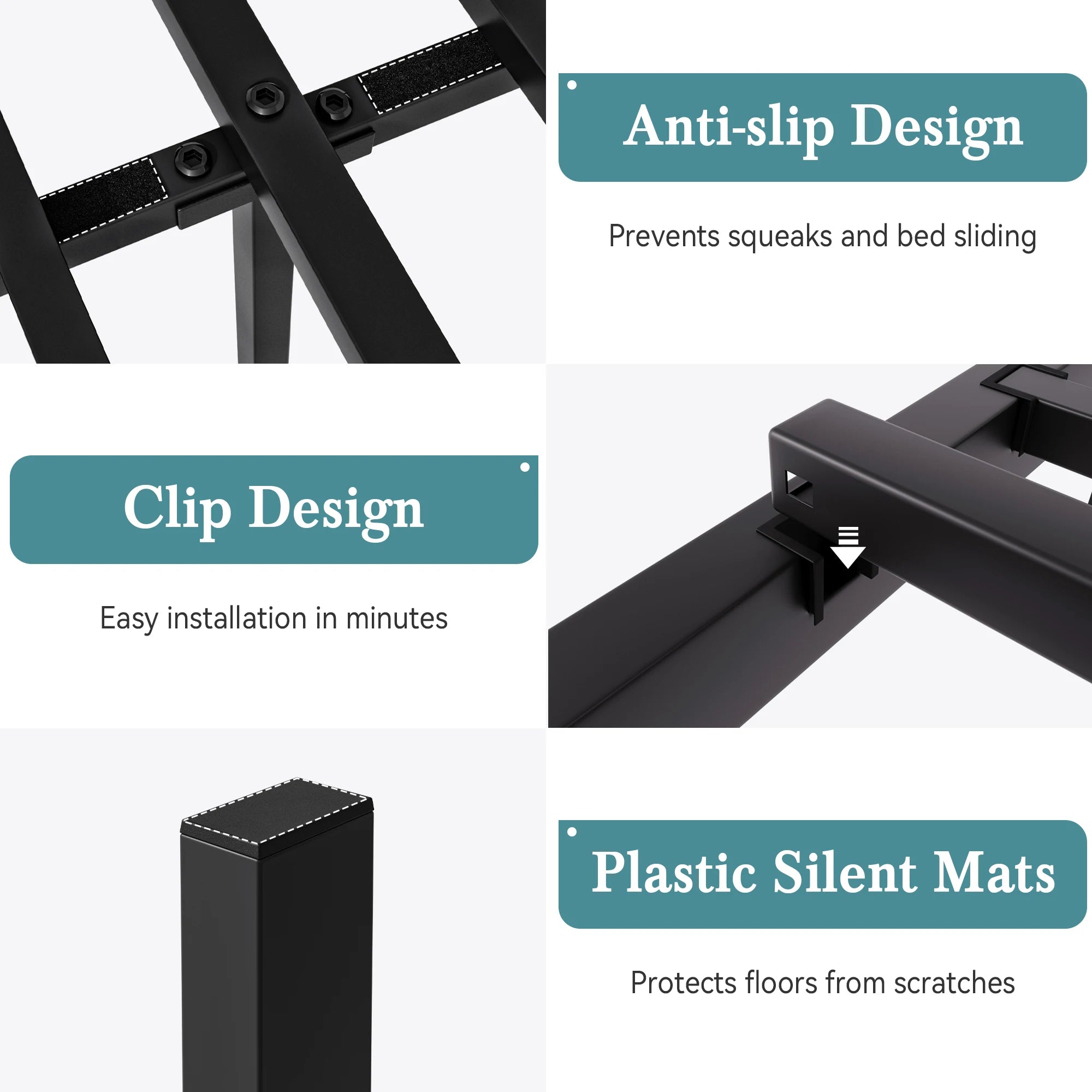 14″ Metal Platform Bed Frame – Victorian Wrought Iron Headboard & Footboard