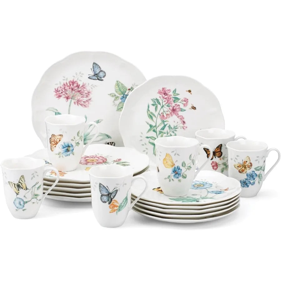 Butterfly Meadow 18-Piece Dinnerware Set White