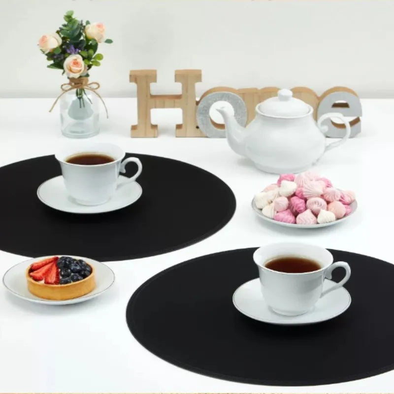 Faux Leather Round Placemats – Insulated Table Mats (1 / 4 / 6 Pack)